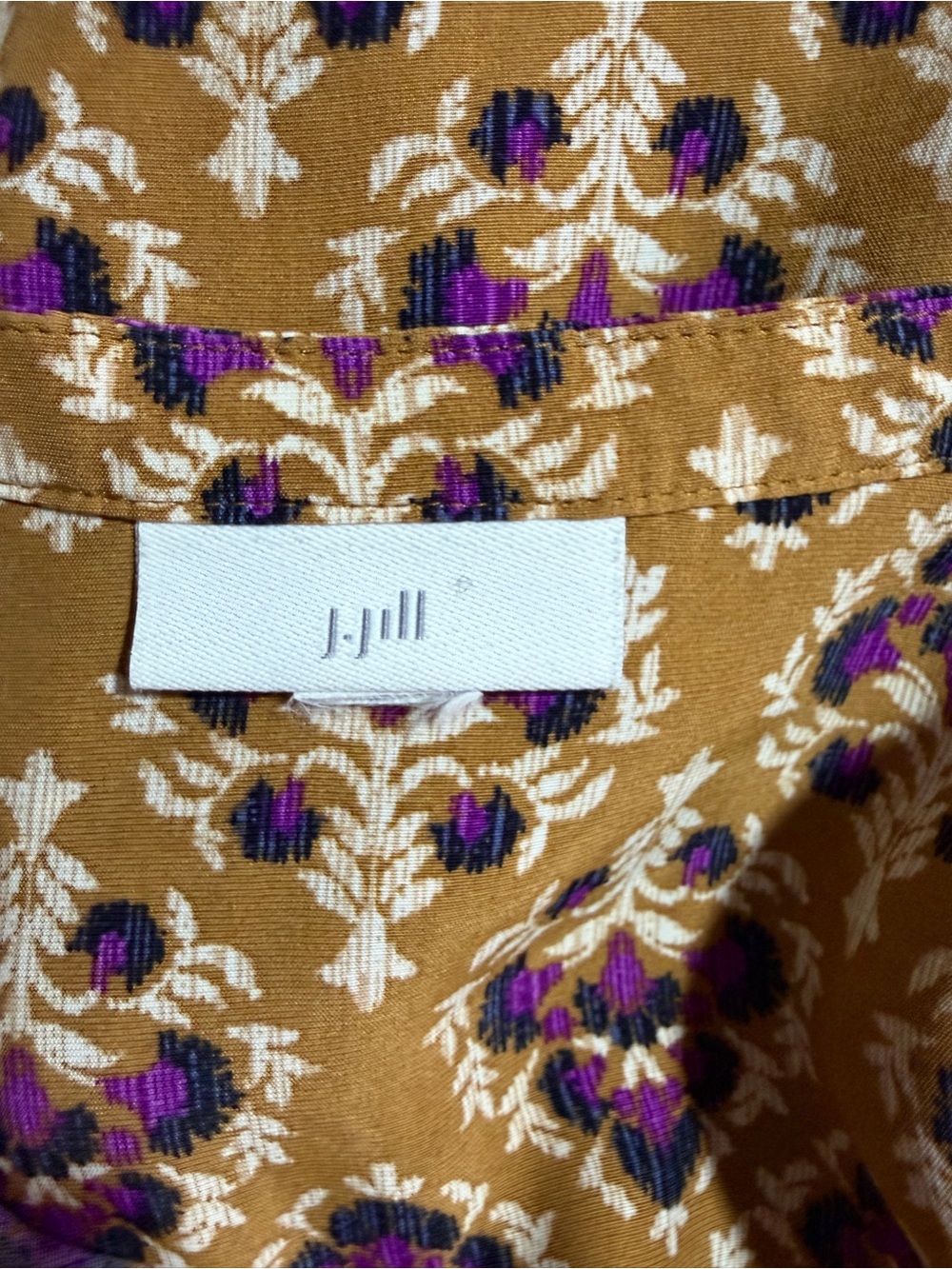 J.Jill Mustard Purple Floral Rayon Button Tunic Estimated XL - Picture 10 of 12